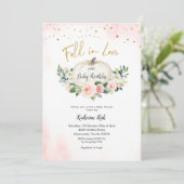 金ゴールドピンクパンプキン秋インラブベビーシャワー 招待状 (スタンド正面)