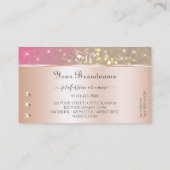 金ゴールドピンクパープルグリッターライン石イニシャルバラ 名刺 (裏面)