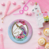 金ゴールドピンクパープルマジカルユニコーン誕生日パーティー ペーパープレート (パーティー)