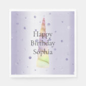 金ゴールドピンクパープルライムドットユニコーン誕生日 スタンダードランチョンナプキン (正面)