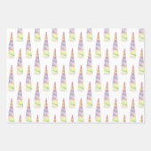 金ゴールドピンクパープルライムユニコーングリッター誕生日 ラッピングペーパーシート (正面)