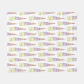 金ゴールドピンクパープルライムユニコーン誕生日 フリースブランケット (正面(横))