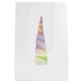 金ゴールドピンクパープルライムユニコーン誕生日 ミディアムペーパーバッグ (裏面)