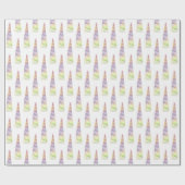 金ゴールドピンクパープルライムユニコーン誕生日 ラッピングペーパー (フラット)