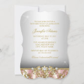 金ゴールドピンクパールダマスクフィフティアンドファブラス 招待状 (裏面)