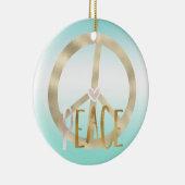 金ゴールドピンクピースサイン感動的引用文 セラミックオーナメント (右)