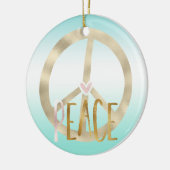 金ゴールドピンクピースサイン感動的引用文 セラミックオーナメント (左)