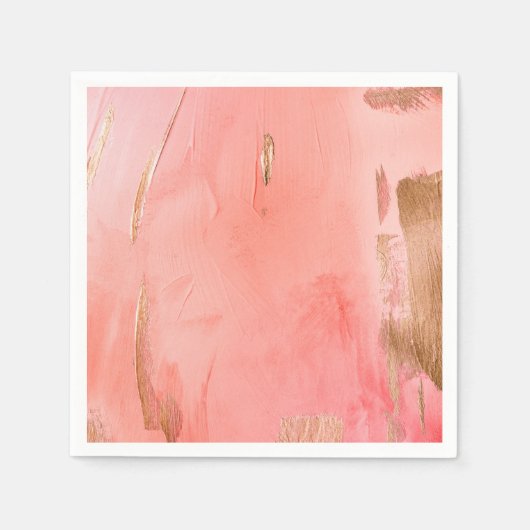 金ゴールドピンクピーチウォーターエレガントカラー スタンダードカクテルナプキン (正面)