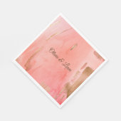 金ゴールドピンクピーチブラウンネームエレガントな結婚式 スタンダードランチョンナプキン (角)