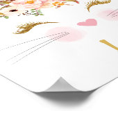 金ゴールドピンクピーニーラビット顔プリント子供部屋ポスター ポスター (角)