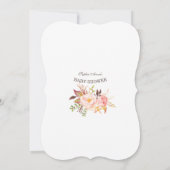 金ゴールドピンクフローラインビタシオンデベビーシャワー 招待状 (裏面)