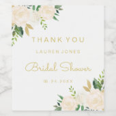 金ゴールドピンクフローラエレガントブライダルシャワーワインラベル ワインラベル (シングルラベル)