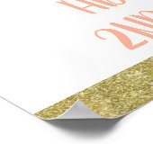 金ゴールドピンクフローラカボチャ誕生日ウェルカムサイン ポスター (角)