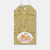 金ゴールドピンクフローラカボチャ誕生日メッセージカード ギフトタグ (裏面)