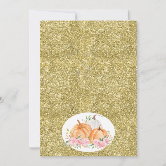 金ゴールドピンクフローラカボチャ誕生日招待状 招待状 (裏面)