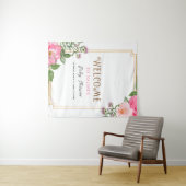 金ゴールドピンクフローラガールベビーシャワーフレーム タペストリー (インサイチュ(横))