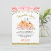 金ゴールドピンクフローラパンプキン誕生日サンキューカード 招待状 (スタンド正面)