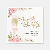 金ゴールドピンクフローラブランチ及び泡状ブライダルシャワー スタンダードカクテルナプキン (正面)