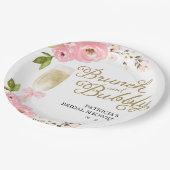 金ゴールドピンクフローラブランチ及び泡状ブライダルシャワー ペーパープレート (アングル)