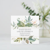 金ゴールドピンクフローラボホボタニカルスクエア結婚 招待状 (スタンド正面)