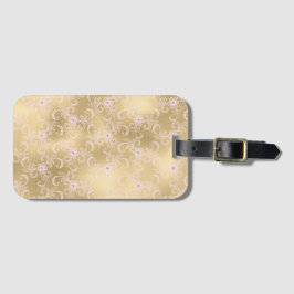 金ゴールドピンクフローラレース ラゲッジタグ