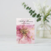 金ゴールドピンクフローラ手作りジュエリーイヤリングディスプレイ 名刺 (スタンド正面)