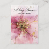 金ゴールドピンクフローラ手作りジュエリーイヤリングディスプレイ 名刺 (正面)