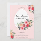 金ゴールドピンクフローラ水色イースターブランチ卵狩り 招待状 (正面)