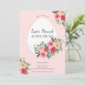 金ゴールドピンクフローラ水色イースターブランチ卵狩り 招待状 (スタンド正面)