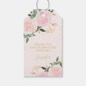 金ゴールドピンクフローラ誕生日 ギフトタグ (正面)