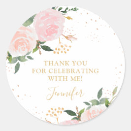 金ゴールドピンクフローラ誕生日 ラウンドシール