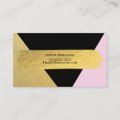金ゴールドピンクブラックメイクアップモダンスクリプトブラシストローク 名刺 (裏面)