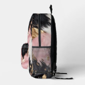 金ゴールドピンクブラック女性のカーボーイ牛革 プリントバックパック (右)