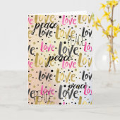 金ゴールドピンクブラック紙吹雪ラブピース カード (黄色い花)