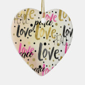 金ゴールドピンクブラック紙吹雪ラブピース セラミックオーナメント (右)