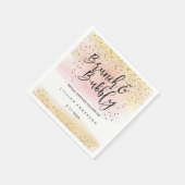 金ゴールドピンクブランチ&バブリーブライダルシャワーナプキン スタンダードカクテルナプキン (角)