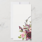 金ゴールドピンクブルゴーニュバラフローラブライダルシャワー招待状 サンキューカード (裏面)