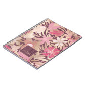 金ゴールドピンクブルゴーニュフローラ葉モノグラム ノートブック (左側)