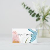 金ゴールドピンクブルーウォーター絵画カラー(ばちゃばちゃ)跳ねる 名刺 (スタンド正面)