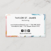 金ゴールドピンクブルーウォーター絵画カラー(ばちゃばちゃ)跳ねる 名刺 (裏面)