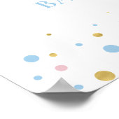 金ゴールドピンクブルージェンダーが赤ちゃんのシャワーを明らかにする歓迎 ポスター (角)