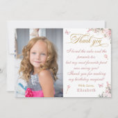 金ゴールドピンクプリンセス誕生日サンキューカード 招待状 (正面)