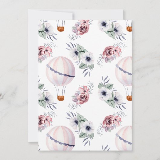 金ゴールドピンクホットエアバルーンガールファースト誕生日 招待状 (裏面)