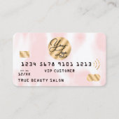 金ゴールドピンクホワイトウォーター色クレジットカードのロゴ 名刺 (正面)