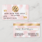 金ゴールドピンクホワイトウォーター色クレジットカードのロゴ 名刺 (正面/裏面)