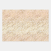 金ゴールドピンクホワイトヒョウ印刷 ラッピングペーパーシート (正面)