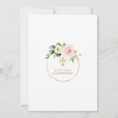 金ゴールドピンクホワイトフラワーファースト誕生日&バプテスマ 招待状 (裏面)