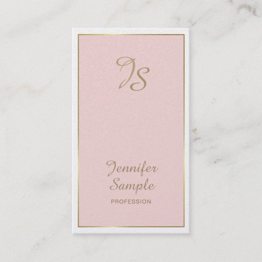 金ゴールドピンクホワイトモノグラムモダントレンディーラグジュアリー 名刺 (正面)