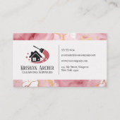 金ゴールドピンクマーブルハウスクリーニングメイドサービス 名刺 (正面)