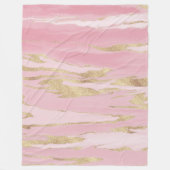金ゴールドピンクマーブル絵画抽象芸術 フリースブランケット (正面)